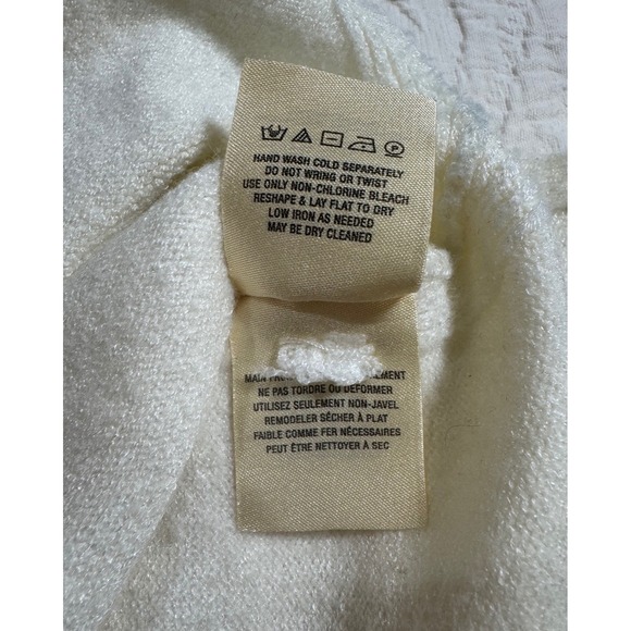 Anthropologie White V Neck Textured Knit Sweater Long Sleeve Women's Size S - Picture 7 of 7